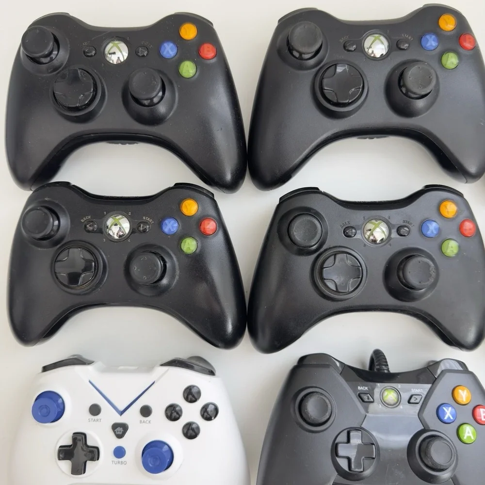 Xbox Controllers Wireless Wired Lot Of 11 + Cable Adapter Wires UNTESTED AS-IS